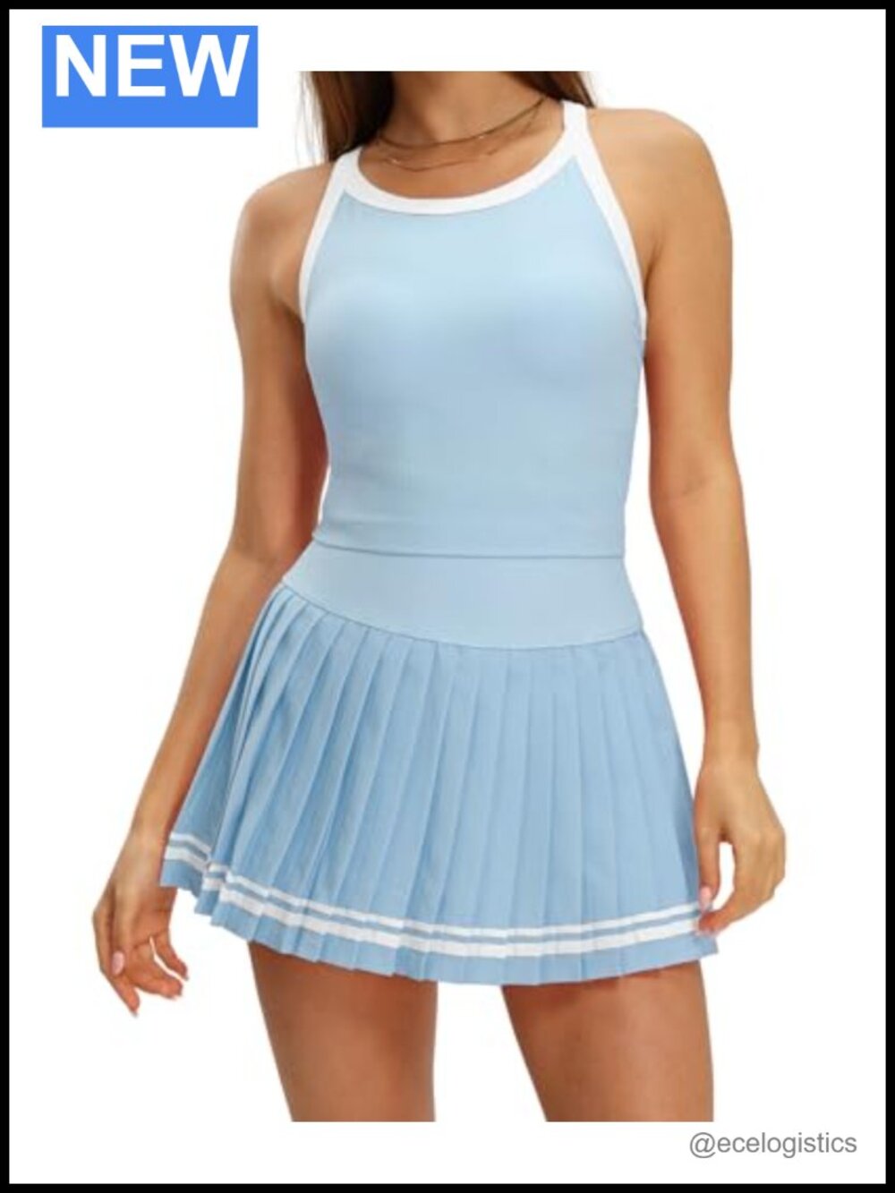 Women's Two Piece Tennis Skirt Set with Built-in Shorts and Bra